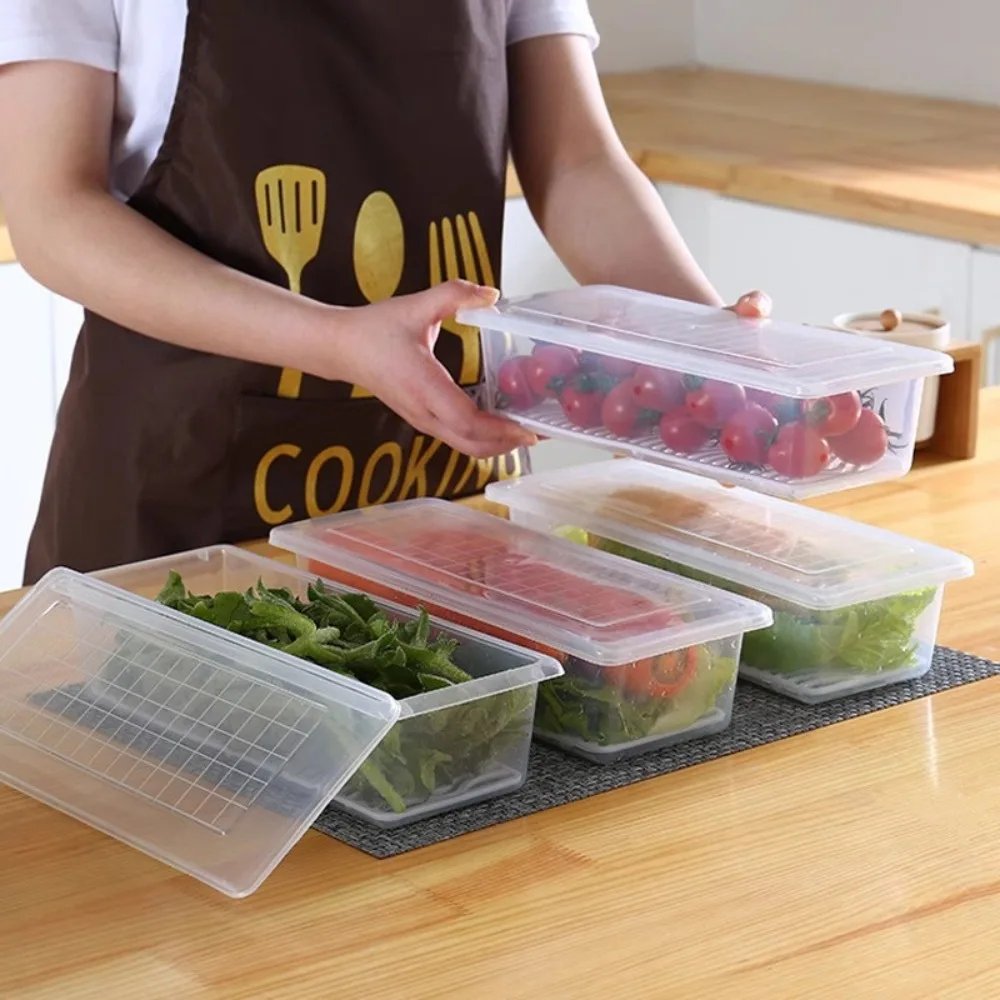 New Transparent Food Storage Box Drain Tray with Lid Refrigerator Organizer Sealed Fresh-Keeping Box Refrigerator 
New Transparent Food Storage Box Drain Tray with Lid Refrigerator Organizer Sealed Fresh-Keeping Box Refrigerator