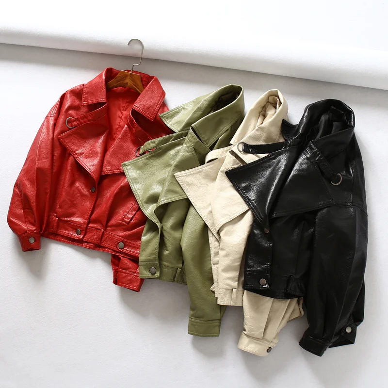 Leather PU Leather Coat 2023 Women Faux Jacket Female Biker Loose Coats Outwear Red Green Short Motorcycle Jackets
Leather PU Leather Coat 2023 Women Faux Jacket Female Biker Loose Coats Outwear Red Green Short Motorcycle Jackets