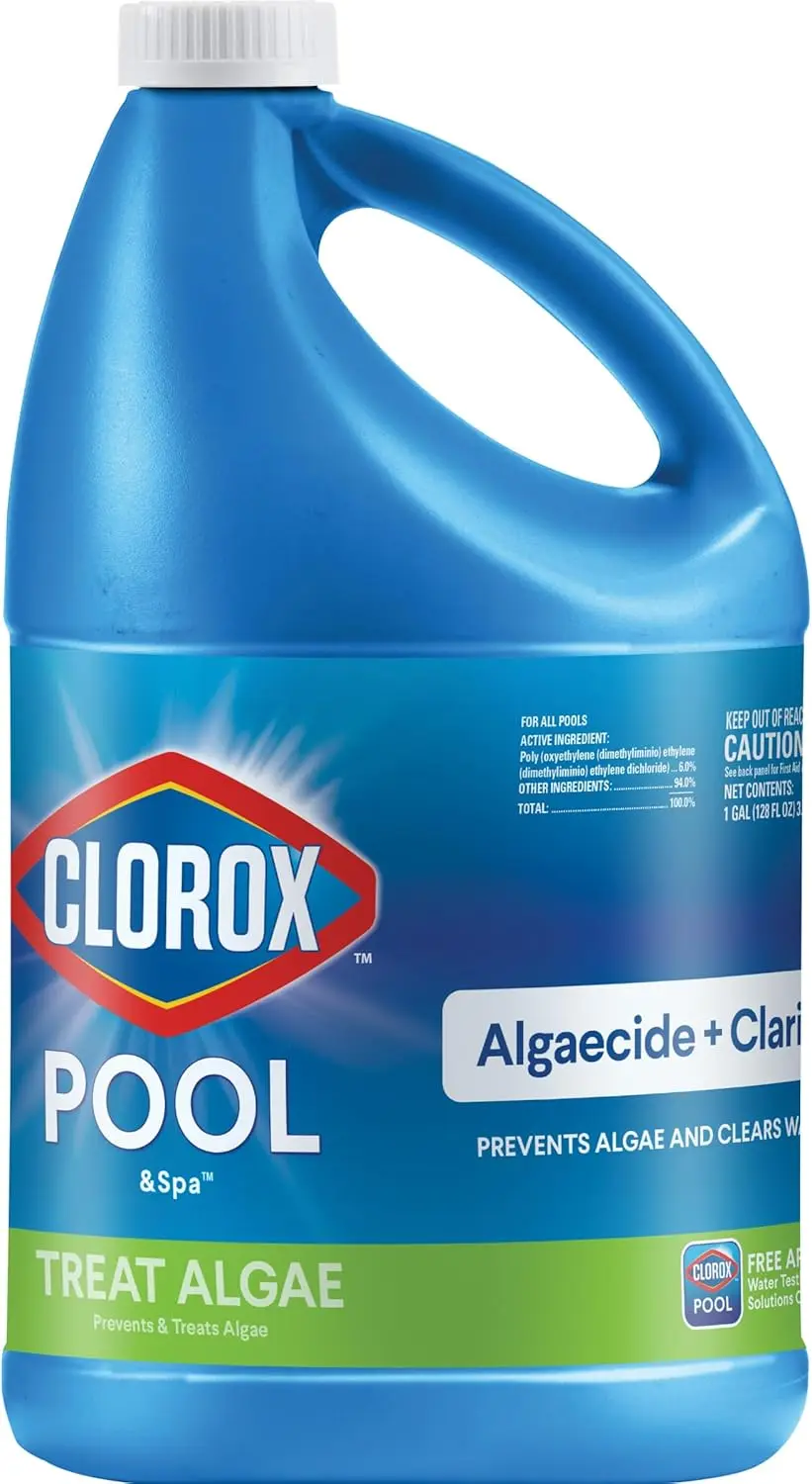 Clorox® Pool&Spa™ Swimming Pool Algaecide and Clarifier, Prevents and Treats Pool Algae, Clears Water, 128 Fl Oz (Pack of 1)
Clorox® Pool&Spa™ Swimming Pool Algaecide and Clarifier, Prevents and Treats Pool Algae, Clears Water, 128 Fl Oz (Pack of 1)