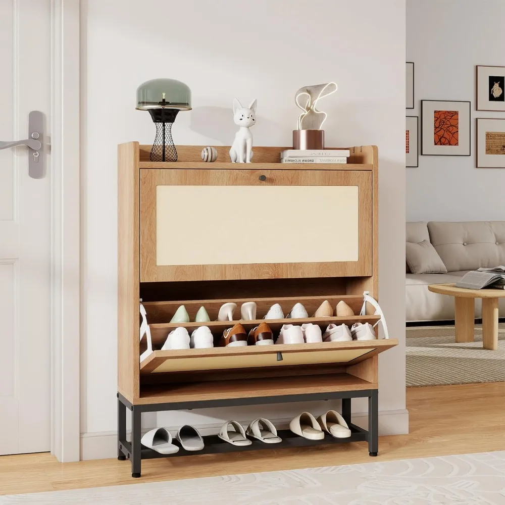Slim Entryway Shoe Storage Cabinet with 2 Flip Drawers, Modern Freestanding Shoes Organizer Holds 16-20 Pairs, C
Slim Entryway Shoe Storage Cabinet with 2 Flip Drawers, Modern Freestanding Shoes Organizer Holds 16-20 Pairs, C