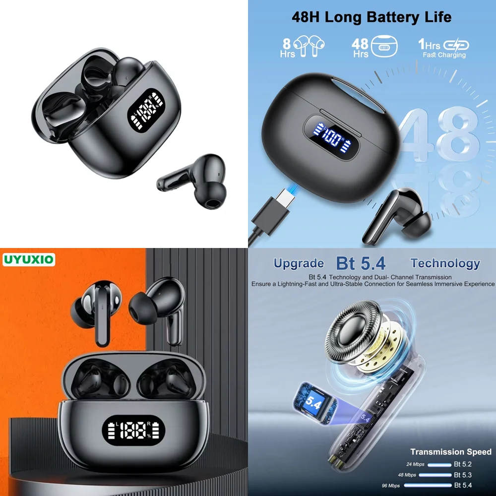 UYUXIO TWS Wireless Earbuds BT 5.4 Clear Calls Headphones with LED Display HiFi Stereo Ear Buds Long Battery Life for Phones
UYUXIO TWS Wireless Earbuds BT 5.4 Clear Calls Headphones with LED Display HiFi Stereo Ear Buds Long Battery Life for Phones