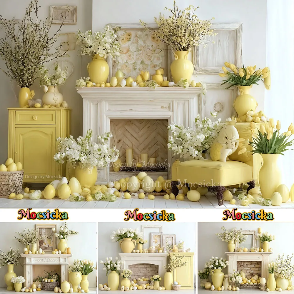 Mocsicka Spring Easter Room Background Photography Yellow Vase Colorful Eggs White Fireplace Backdrop Kids Birthday Photo Studio
Mocsicka Spring Easter Room Background Photography Yellow Vase Colorful Eggs White Fireplace Backdrop Kids Birthday Photo Studio