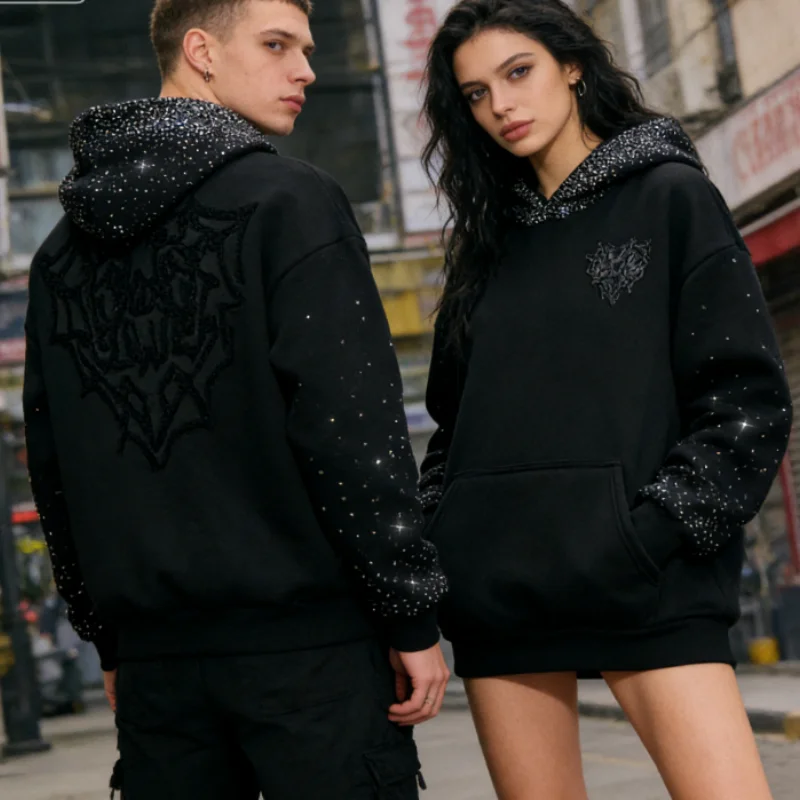 Rhinestone Embellished Hoodie Men Women Gothic Embroidery Sparkle Sleeve & Hood Pullover Fall Winter Y2K Streetwear
Rhinestone Embellished Hoodie Men Women Gothic Embroidery Sparkle Sleeve & Hood Pullover Fall Winter Y2K Streetwear