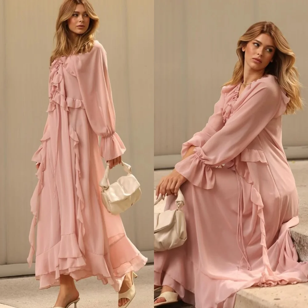 Customized Fashion Chiffon Evening Dresses Exquisite V-Neck Long Sleeves Homecoming Dresses Luxury Special Occasion Gowns
Customized Fashion Chiffon Evening Dresses Exquisite V-Neck Long Sleeves Homecoming Dresses Luxury Special Occasion Gowns