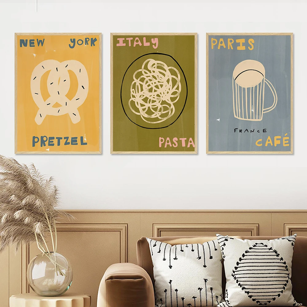 Italy Pasta Paris Cafe New York Pretzel Print Trendy Cooking Coffee Print Retro Kitchen Poster Illustration Wall Art Pictures
Italy Pasta Paris Cafe New York Pretzel Print Trendy Cooking Coffee Print Retro Kitchen Poster Illustration Wall Art Pictures