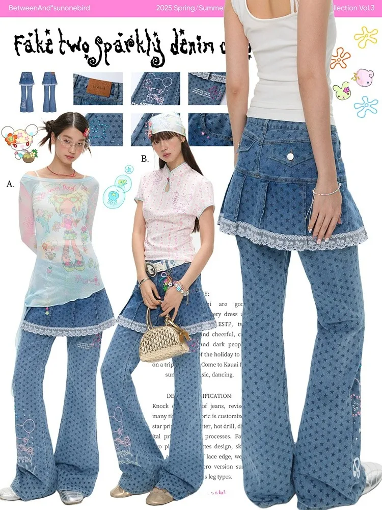 BENANDx Summer Glitter Star Flared Jeans Women's Denim Skirt Pants Commute Sle Long Pants Regular Thin
BENANDx Summer Glitter Star Flared Jeans Women's Denim Skirt Pants Commute Sle Long Pants Regular Thin