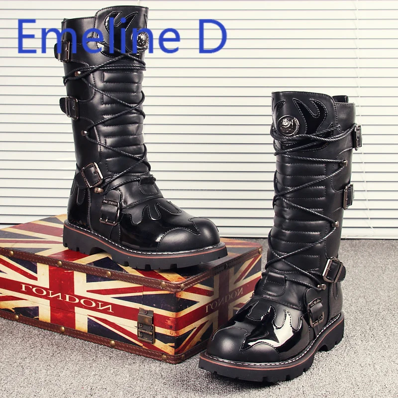 Men's High Boots Punk Stage Boots Korean Version Round Toe Trendy Boots British Outdoor Fashion Buckle Design Long Boots
Men's High Boots Punk Stage Boots Korean Version Round Toe Trendy Boots British Outdoor Fashion Buckle Design Long Boots