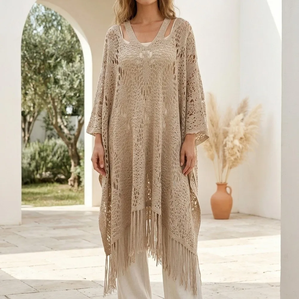 Simple Sun Protection Bohemian Shawl Tassels Plus Size Crochet Top Women Beach Wear Loose Summer Beach Cloak Streetwear
Simple Sun Protection Bohemian Shawl Tassels Plus Size Crochet Top Women Beach Wear Loose Summer Beach Cloak Streetwear