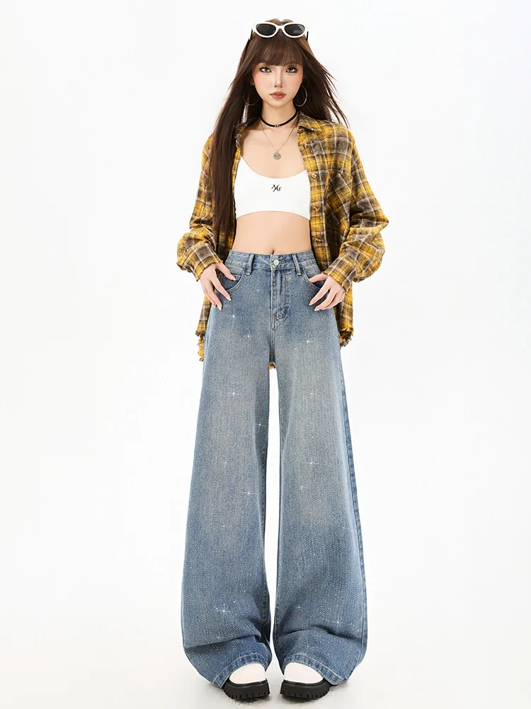 Tianxing Retro Rhinestone Wide Leg Jeans Women's Loose Fit Non-Matching Floor-Length Pants Spring 2026 New Style Denim
Tianxing Retro Rhinestone Wide Leg Jeans Women's Loose Fit Non-Matching Floor-Length Pants Spring 2026 New Style Denim