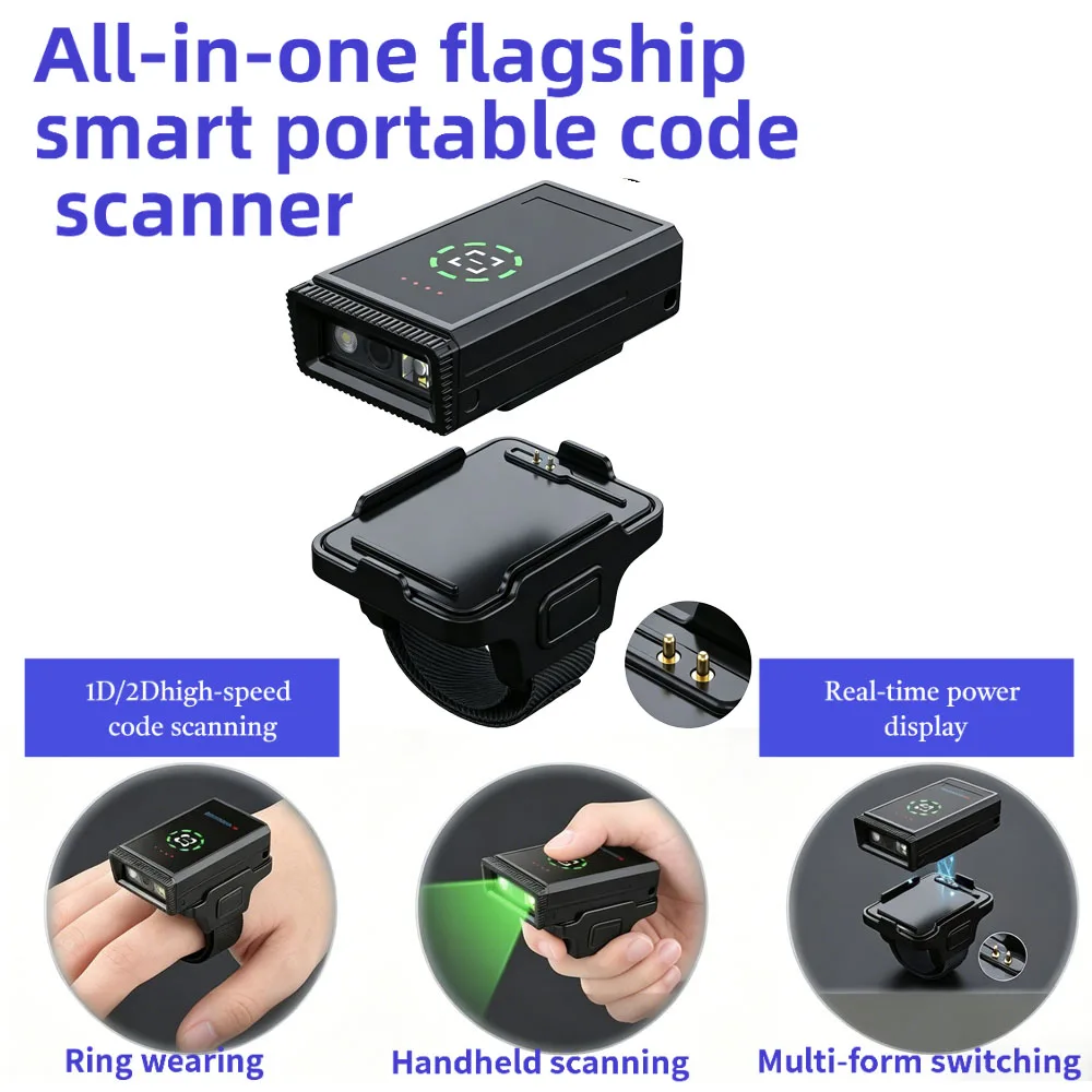 3 in 1 1D 2D Wearable Barcode Scanner Ring Handheld Magnetic Portable Scanner with High Capacity Battery
3 in 1 1D 2D Wearable Barcode Scanner Ring Handheld Magnetic Portable Scanner with High Capacity Battery