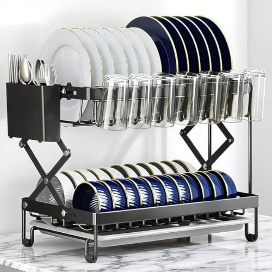 2-уровневая большая сушилка для посуды для кухонной стойки, складная сушилка для посуды из нержавеющей стали, кухонная полка для хранения, органайзер w
2-уровневая большая сушилка для посуды для кухонной стойки, складная сушилка для посуды из нержавеющей стали, кухонная полка для хранения, органайзер w