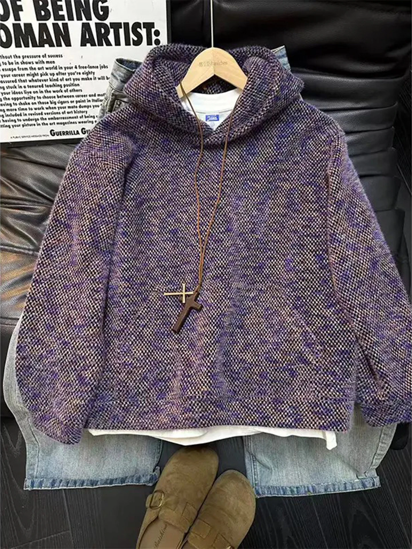 Narcissus Purple Fce Knitted Hoodie Men's Winter American Retro Jaet Lazy Sle Heavy Inner Match Hat Sweater
Narcissus Purple Fce Knitted Hoodie Men's Winter American Retro Jaet Lazy Sle Heavy Inner Match Hat Sweater