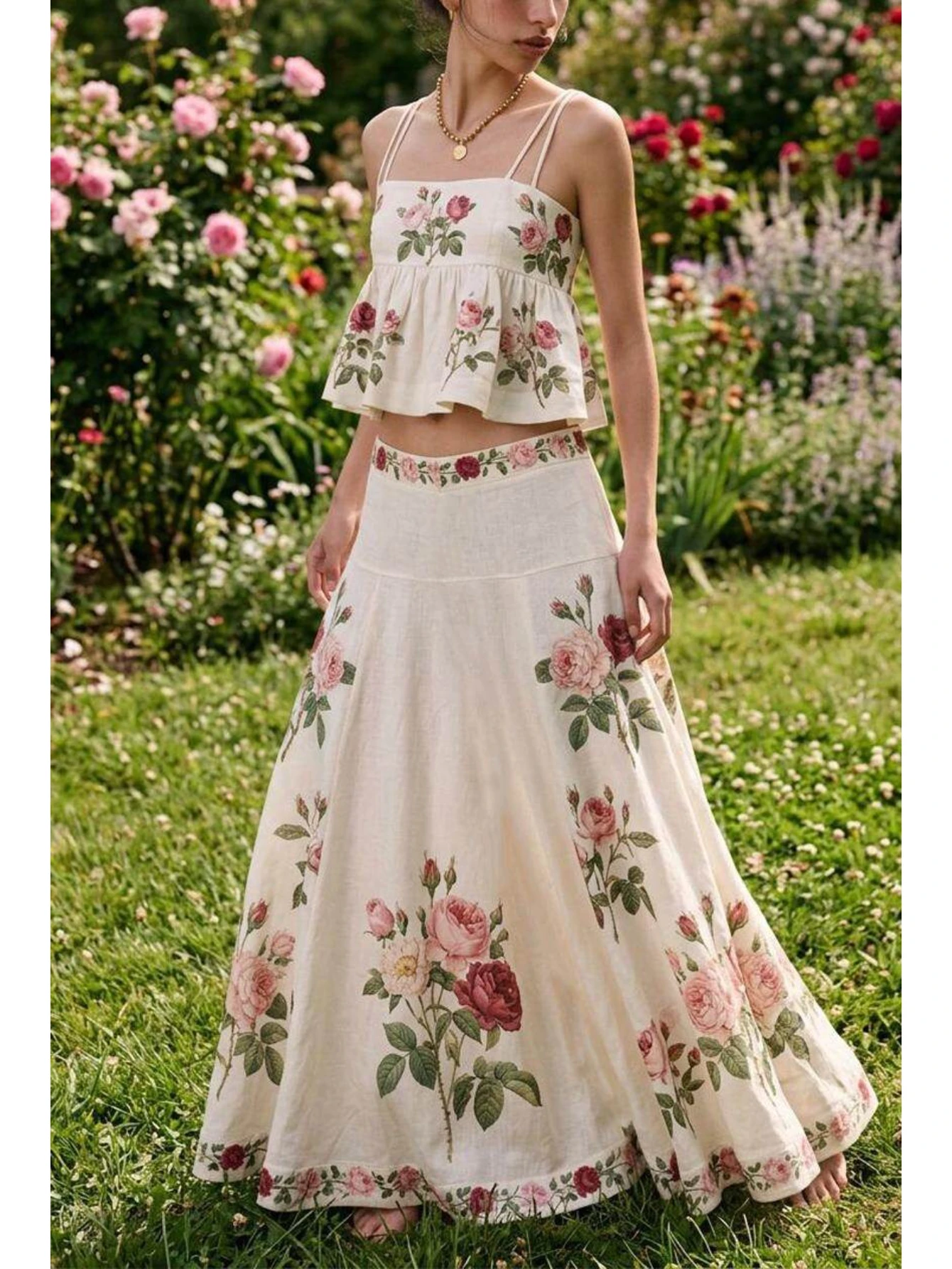 Floral Print Cami Top And High Waist Maxi Skirt Two-Piece Set For Women, Casual Summer Co-Ord
Floral Print Cami Top And High Waist Maxi Skirt Two-Piece Set For Women, Casual Summer Co-Ord