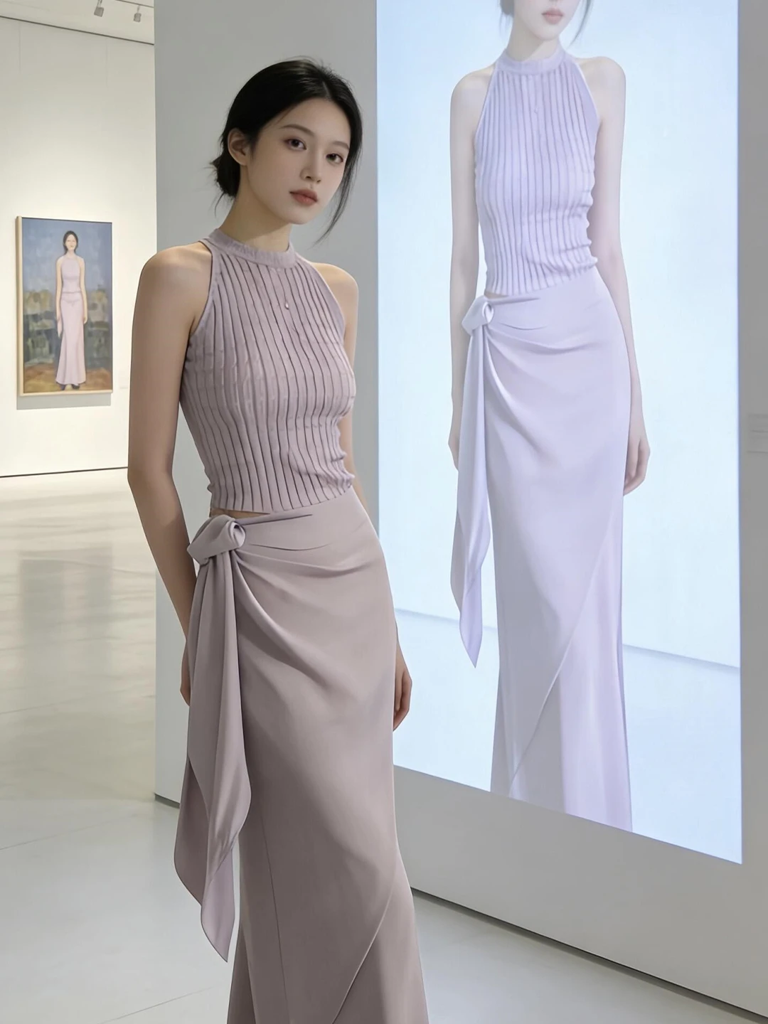 Spring 2026 Women's Knitted Vest Purple High Waist Slim Fit A-Line Skirt Set Casual Style No-Sleeve round Neck Top
Spring 2026 Women's Knitted Vest Purple High Waist Slim Fit A-Line Skirt Set Casual Style No-Sleeve round Neck Top