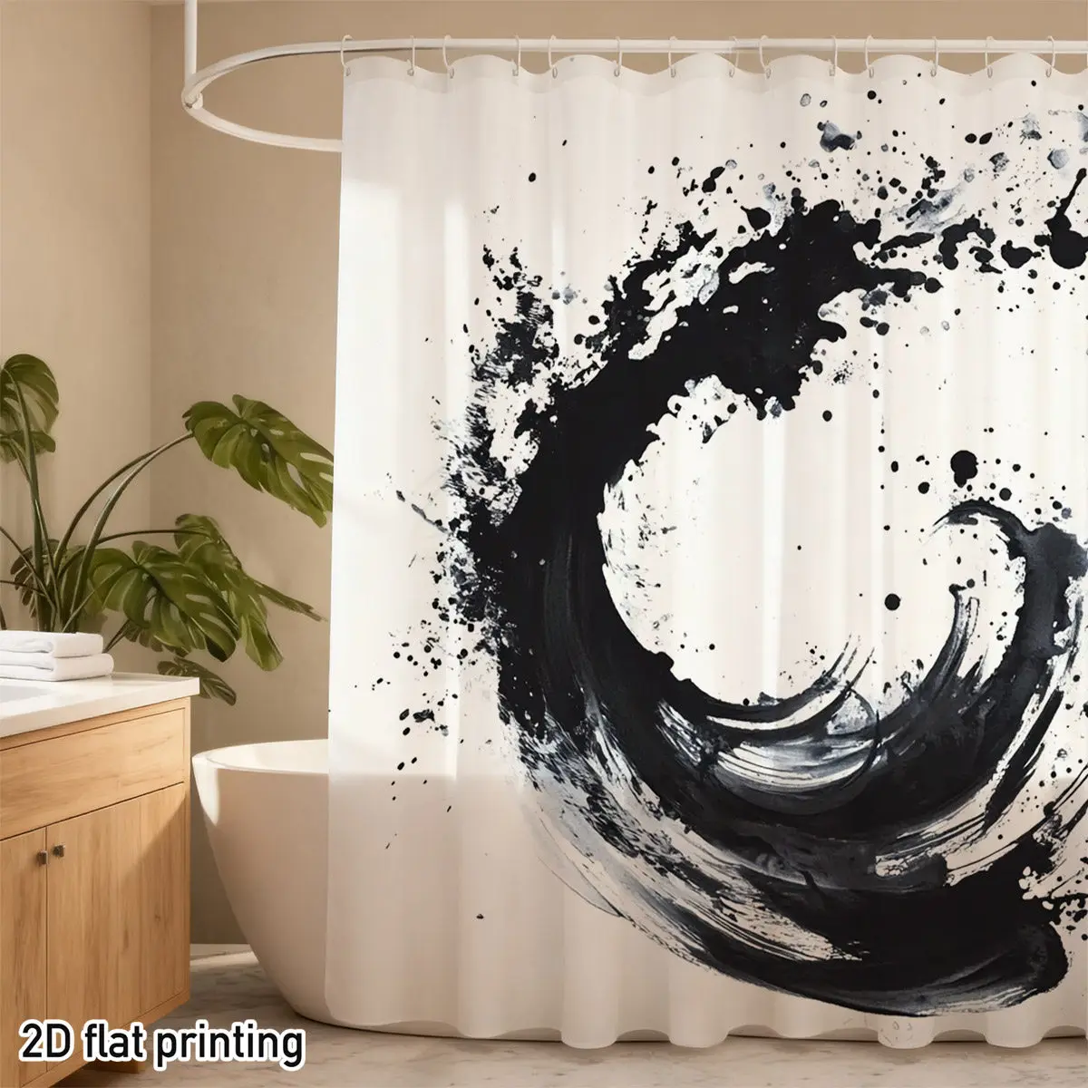1pc abstract ink whirlpool shower curtain with dynamic black brush strokes art print all seasons universal, bathroom decoration
1pc abstract ink whirlpool shower curtain with dynamic black brush strokes art print all seasons universal, bathroom decoration
