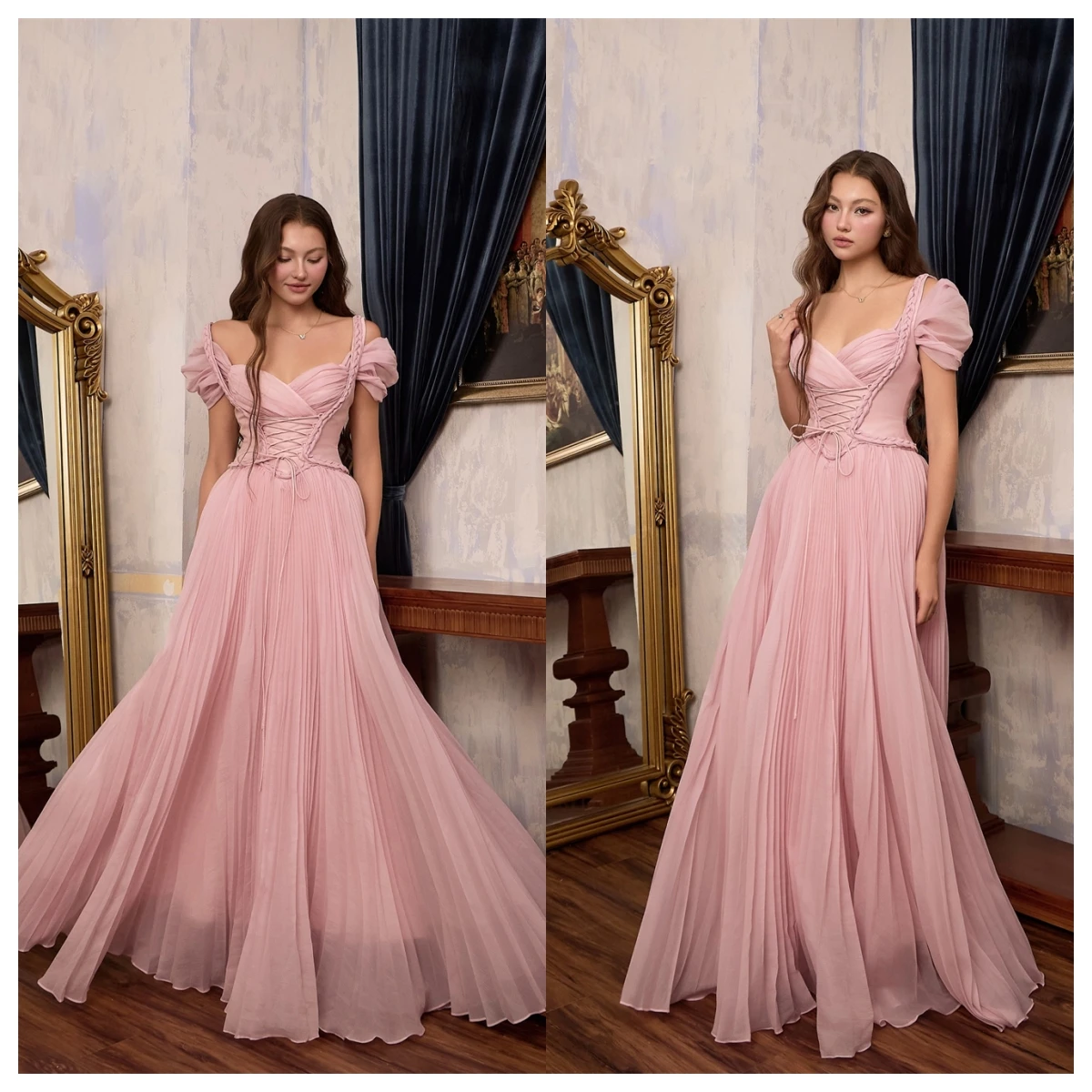 Customized Temperament Pink Chiffon Evening Dress Boat Neck Spaghetti Straps Sleeveless Celebrity Gowns Special Occasion Gowns
Customized Temperament Pink Chiffon Evening Dress Boat Neck Spaghetti Straps Sleeveless Celebrity Gowns Special Occasion Gowns