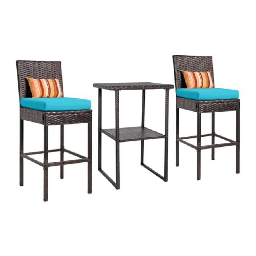 3 PCS Outdoor Bar Set, Wicker Bar Table and Bar Stools with Storage Shelf and Cushions, Rattan Bistro Pub Set for Deck Poolside
3 PCS Outdoor Bar Set, Wicker Bar Table and Bar Stools with Storage Shelf and Cushions, Rattan Bistro Pub Set for Deck Poolside