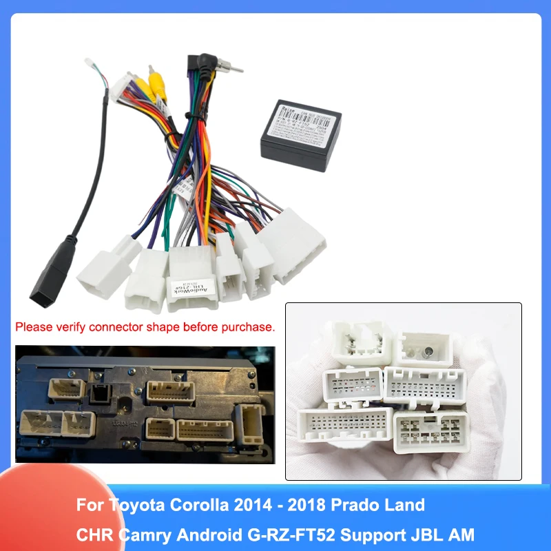 For Toyota Corolla 2014-2018 Camry Prado Land Cruiser C-HR Android Radio Wiring Harness with CANBUS Decoder G-RZ-FT52
For Toyota Corolla 2014-2018 Camry Prado Land Cruiser C-HR Android Radio Wiring Harness with CANBUS Decoder G-RZ-FT52