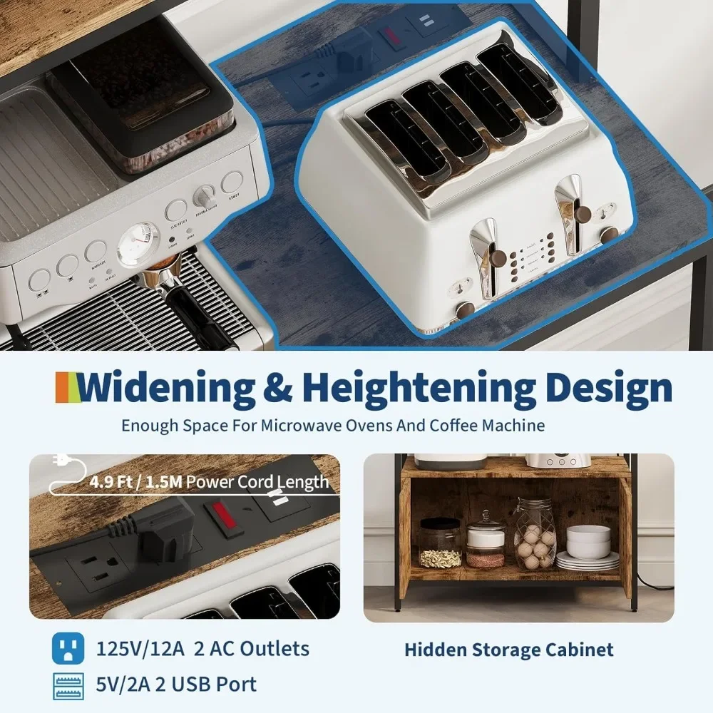 Kitchen Bakers Rack with Outlets & USB | Microwave Stand & Coffee Bar Cabinet with 2 Shelves & 2 Louvered Door, Customized
Kitchen Bakers Rack with Outlets & USB | Microwave Stand & Coffee Bar Cabinet with 2 Shelves & 2 Louvered Door, Customized