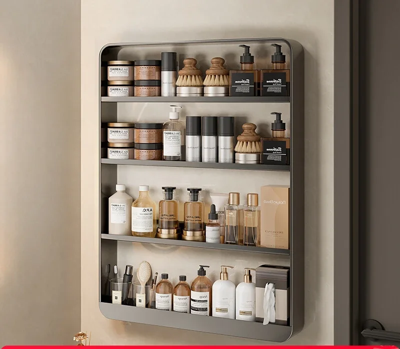 Bathroom rack No punching Wall-mounted cosmetics storage shelf Household multi-functional wall cabinet
Bathroom rack No punching Wall-mounted cosmetics storage shelf Household multi-functional wall cabinet