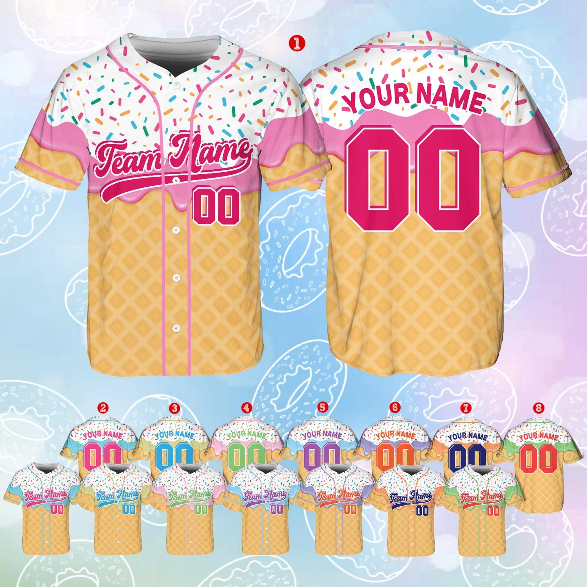 Funny Ice Cream Baseball Jersey Custom Name Number Dessert Theme Shirt Lightweight Summer Sports Top For Families Shirts
Funny Ice Cream Baseball Jersey Custom Name Number Dessert Theme Shirt Lightweight Summer Sports Top For Families Shirts