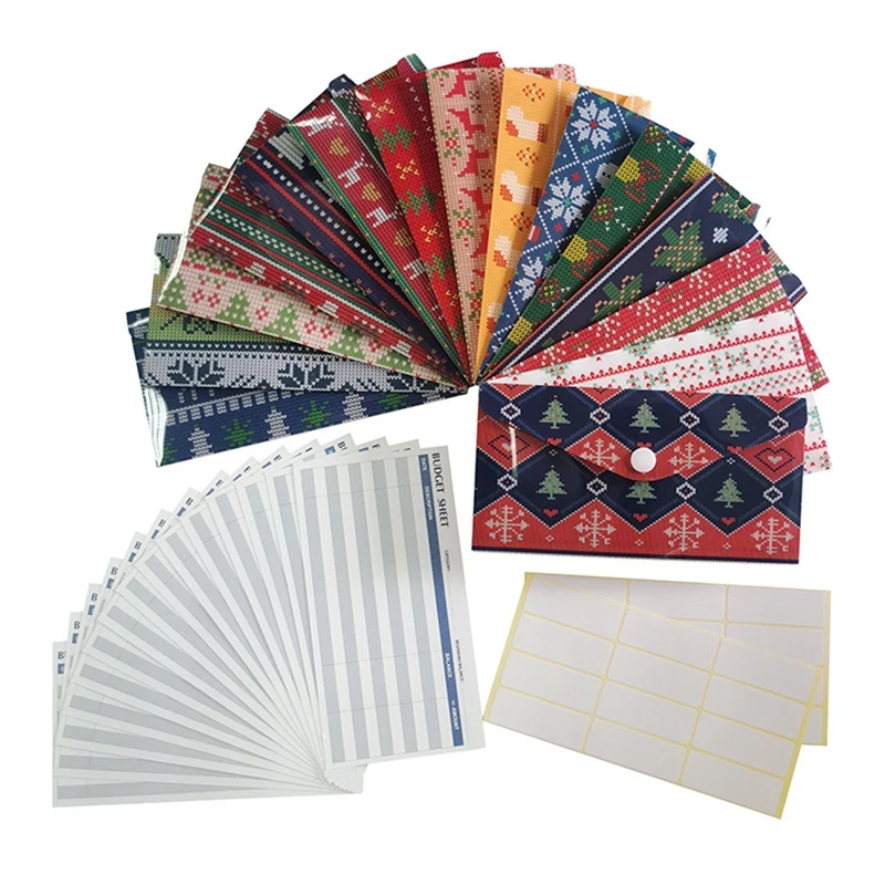 15Budget Envelopes Christmas Day PVC Christmas Day Gifts For Cash Savings Plus 15 Budget Sheets,24 Label Stickers
15Budget Envelopes Christmas Day PVC Christmas Day Gifts For Cash Savings Plus 15 Budget Sheets,24 Label Stickers