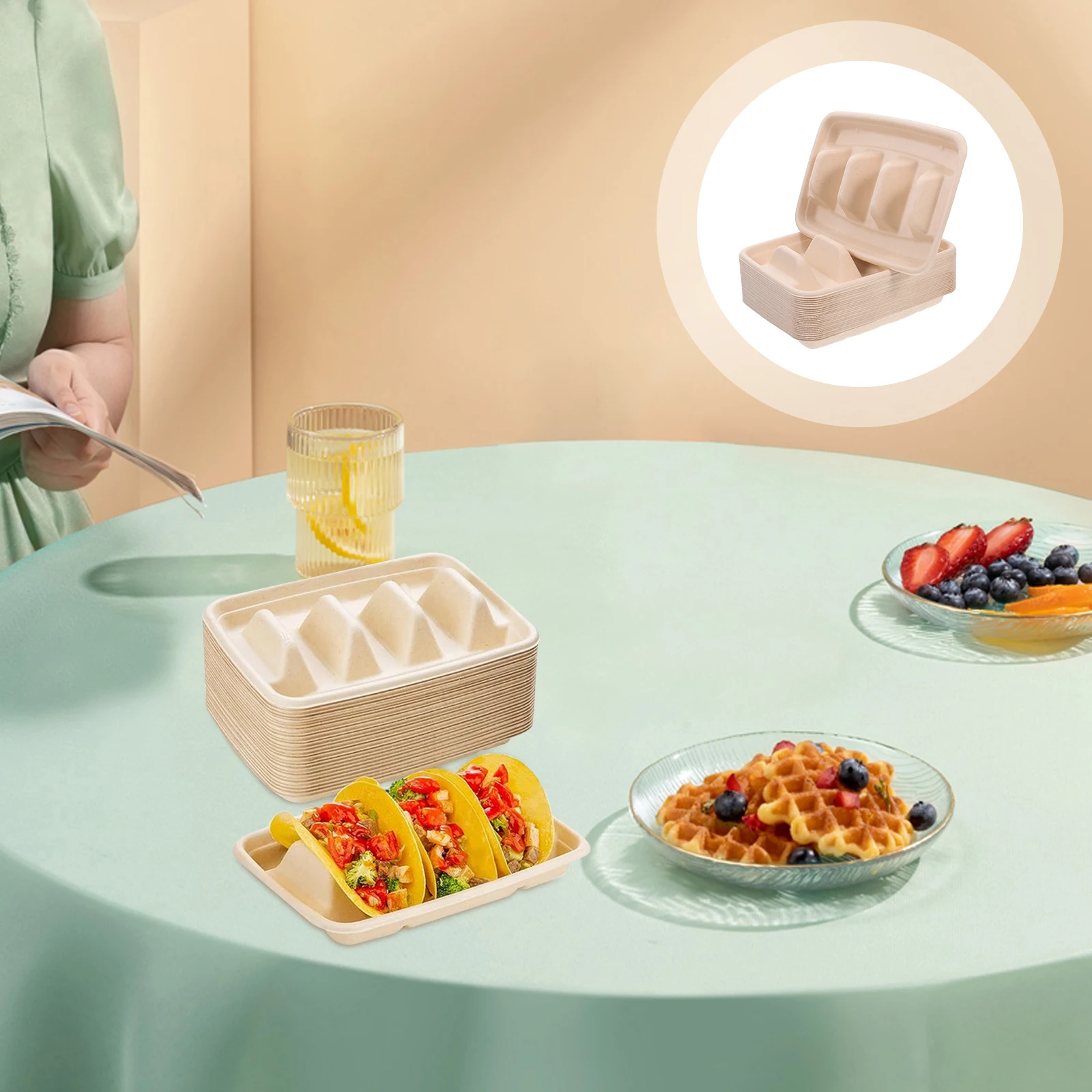 25pcs Corn Tortilla Boxes Sturdy Disposable Taco Holders Ideal for Parties Picnics Events MultiUse Fits Burritos Tacos
25pcs Corn Tortilla Boxes Sturdy Disposable Taco Holders Ideal for Parties Picnics Events MultiUse Fits Burritos Tacos