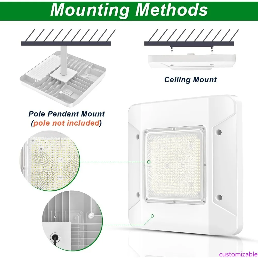Светодиодный балдахин мощностью 150 Вт для газовых станков и карпоров, дневной свет 5700 К, 21000 люмен, замена HID/HPS мощностью 600 Вт, подходит для парковки
Светодиодный балдахин мощностью 150 Вт для газовых станков и карпоров, дневной свет 5700 К, 21000 люмен, замена HID/HPS мощностью 600 Вт, подходит для парковки