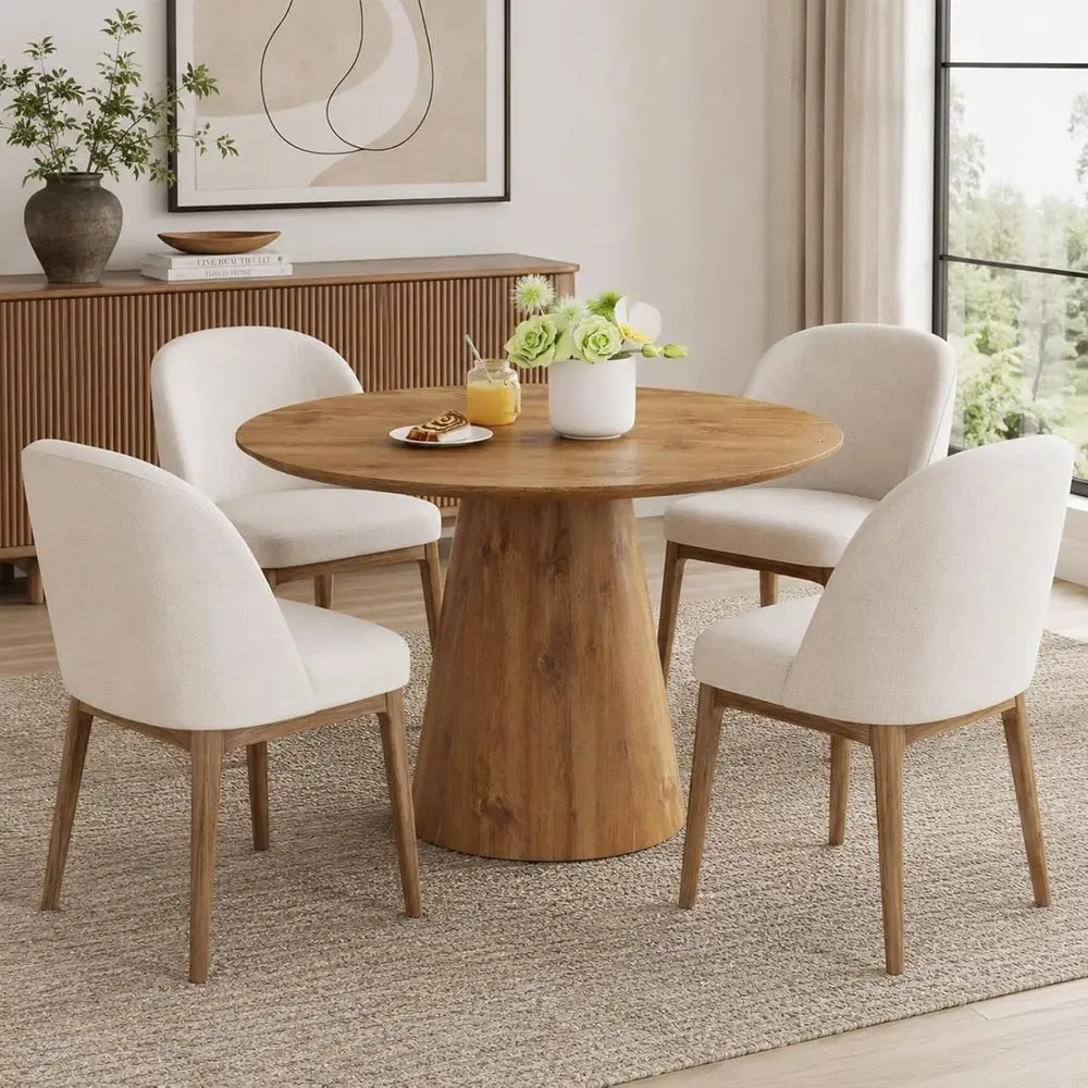 45 Round Wood Grain Dining Table with Pedestal Base for Small Spaces
45 Round Wood Grain Dining Table with Pedestal Base for Small Spaces