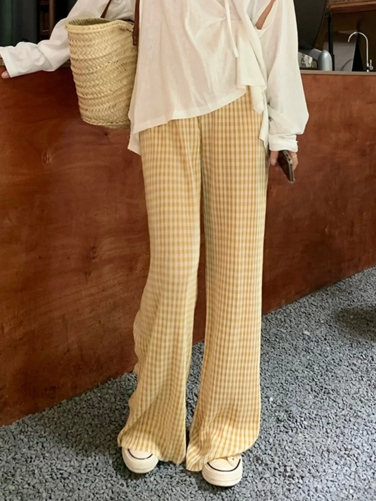 Yellow Plaid Wide Leg Pants Women's Summer Thin American Retro Casual Cool Sun Protection Walking Pants High Waist Long Pants...
Yellow Plaid Wide Leg Pants Women's Summer Thin American Retro Casual Cool Sun Protection Walking Pants High Waist Long Pants...