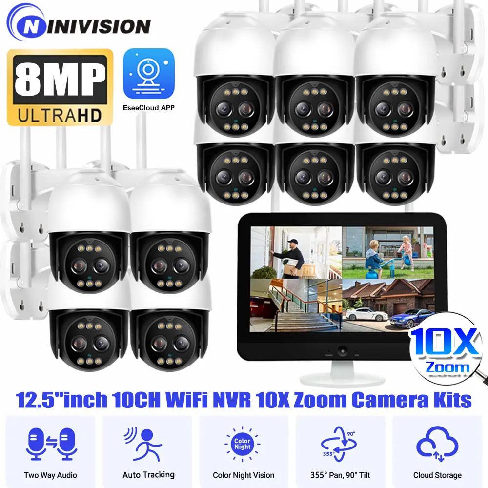 8MP 4K Dual-Lens Audio IP Camera 10CH 12.5" LED Screen WiFi NVR Auto Tracking 10X Digital Zoom PTZ Control Outdoor Camera System
8MP 4K Dual-Lens Audio IP Camera 10CH 12.5" LED Screen WiFi NVR Auto Tracking 10X Digital Zoom PTZ Control Outdoor Camera System