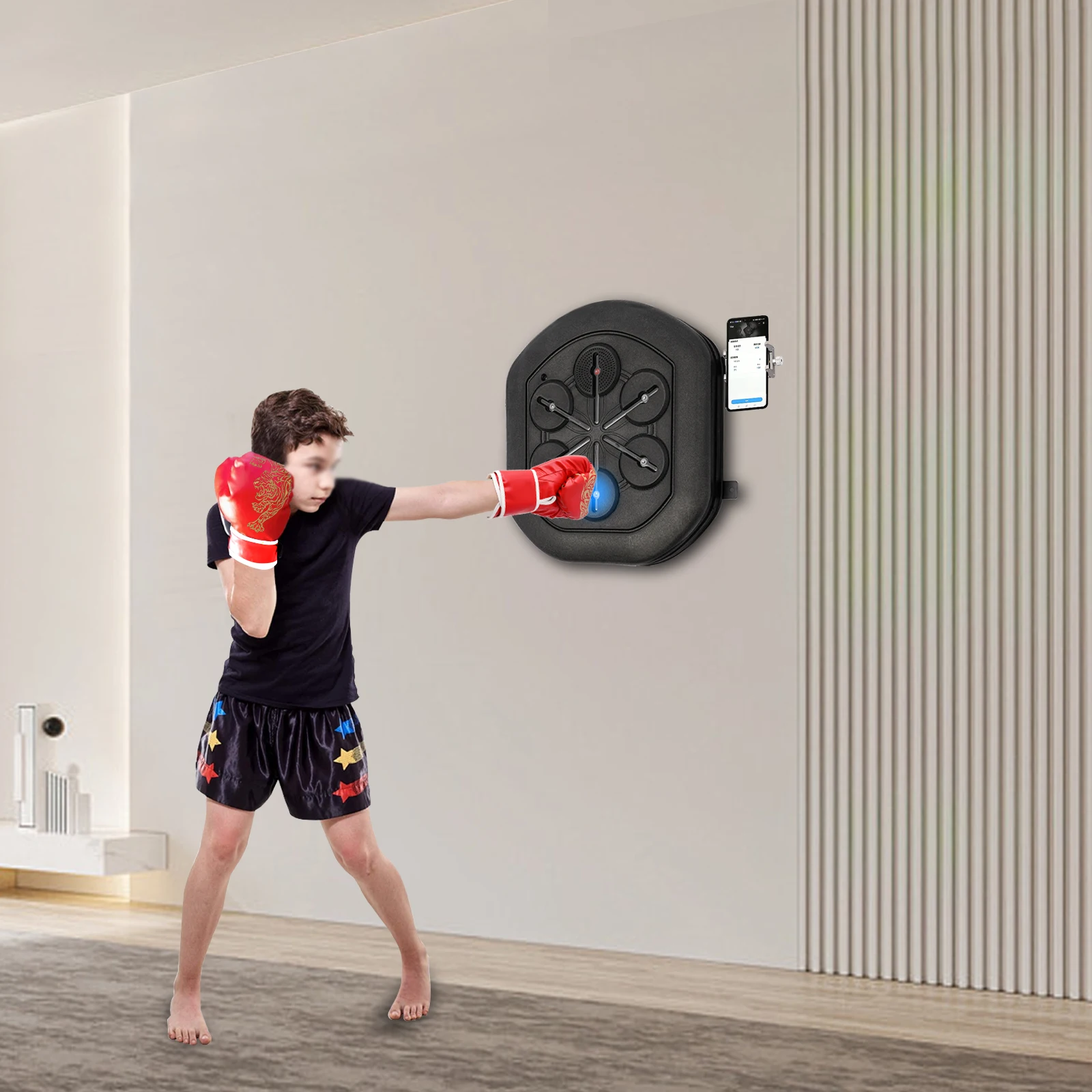 Bluetooth Music Boxing Machine Interactive Punching Trainer with Boxing Gloves Large Size Wall Mounted Electronic Boxing Target
Bluetooth Music Boxing Machine Interactive Punching Trainer with Boxing Gloves Large Size Wall Mounted Electronic Boxing Target