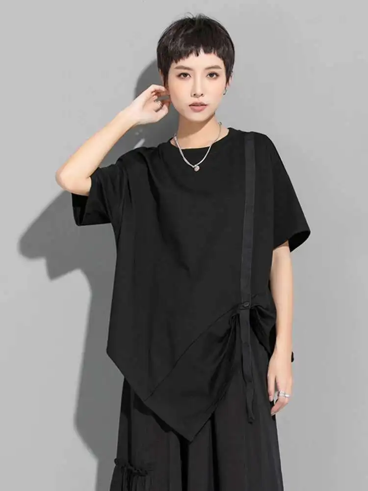 Women White Irregular Hem Big Size Casual T-shirt New Round Neck Short Sleeve Fashion Tide Spring Summer
Women White Irregular Hem Big Size Casual T-shirt New Round Neck Short Sleeve Fashion Tide Spring Summer