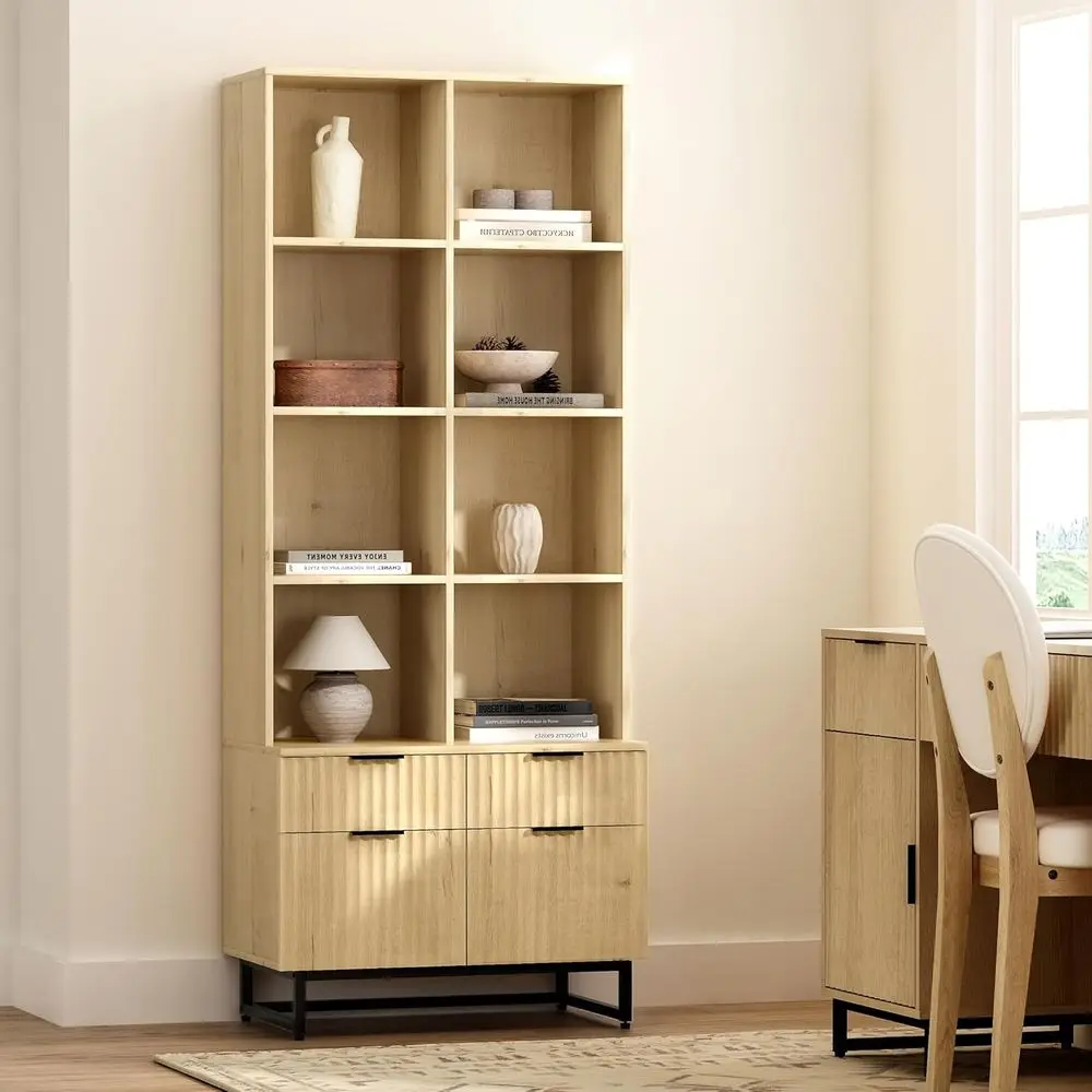 6-Tier Light Oak Display Cabinet with Drawers and Adjustable Shelves for Kitchen, Pantry, Living Room or Home Office
6-Tier Light Oak Display Cabinet with Drawers and Adjustable Shelves for Kitchen, Pantry, Living Room or Home Office