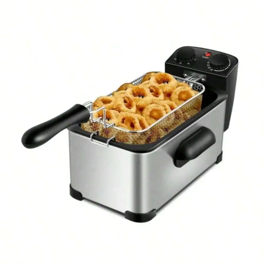 3.2Qt Electric Deep Fat Fryer Stainless Steel Adjustable Temp Timer Silver Portable Deep Fryer for Home Kitchen Snack Cooking
3.2Qt Electric Deep Fat Fryer Stainless Steel Adjustable Temp Timer Silver Portable Deep Fryer for Home Kitchen Snack Cooking