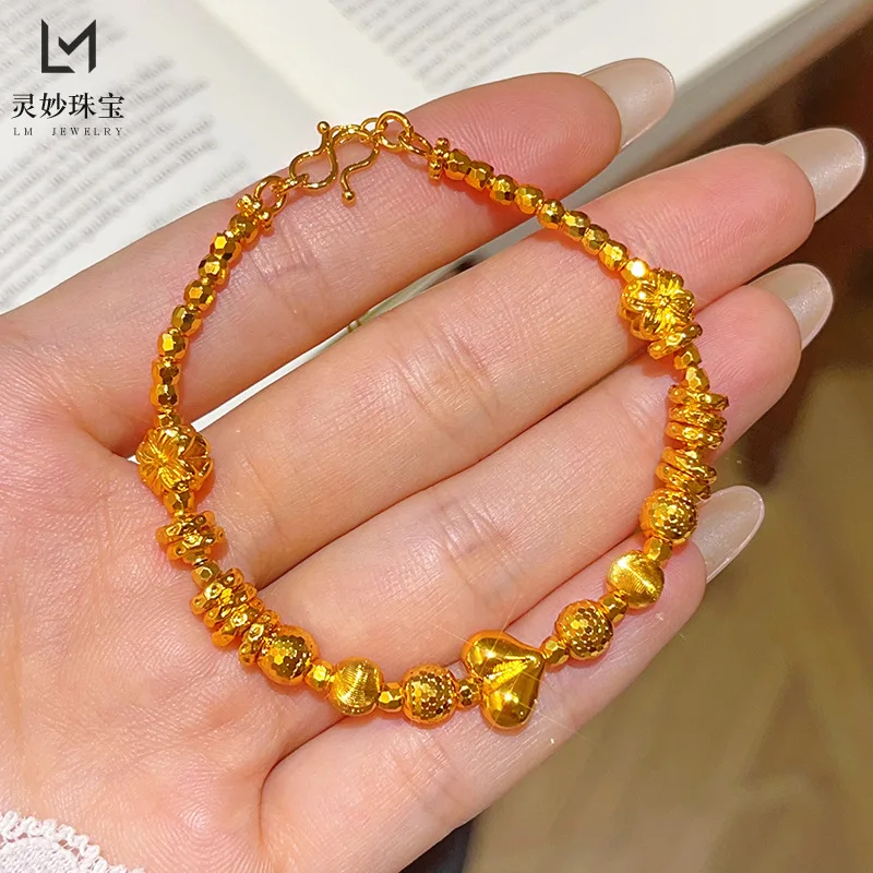 9999 24K real gold store same style women's gold bracelet with dragon scales, round beads, heart, exquisite jewelry
9999 24K real gold store same style women's gold bracelet with dragon scales, round beads, heart, exquisite jewelry