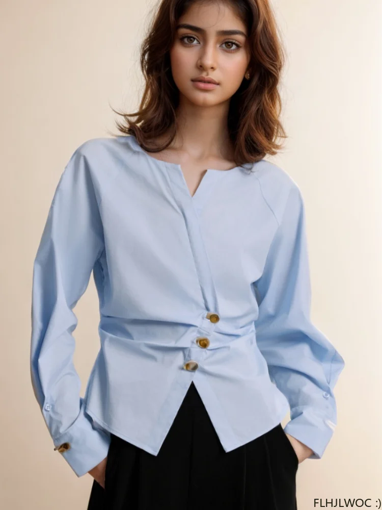 Tunic Peplum Tops New 2024 Autumn Woman Long Sleeve Solid Slim Waist Button Office Lady European Style Blue Basic Shirts
Tunic Peplum Tops New 2024 Autumn Woman Long Sleeve Solid Slim Waist Button Office Lady European Style Blue Basic Shirts