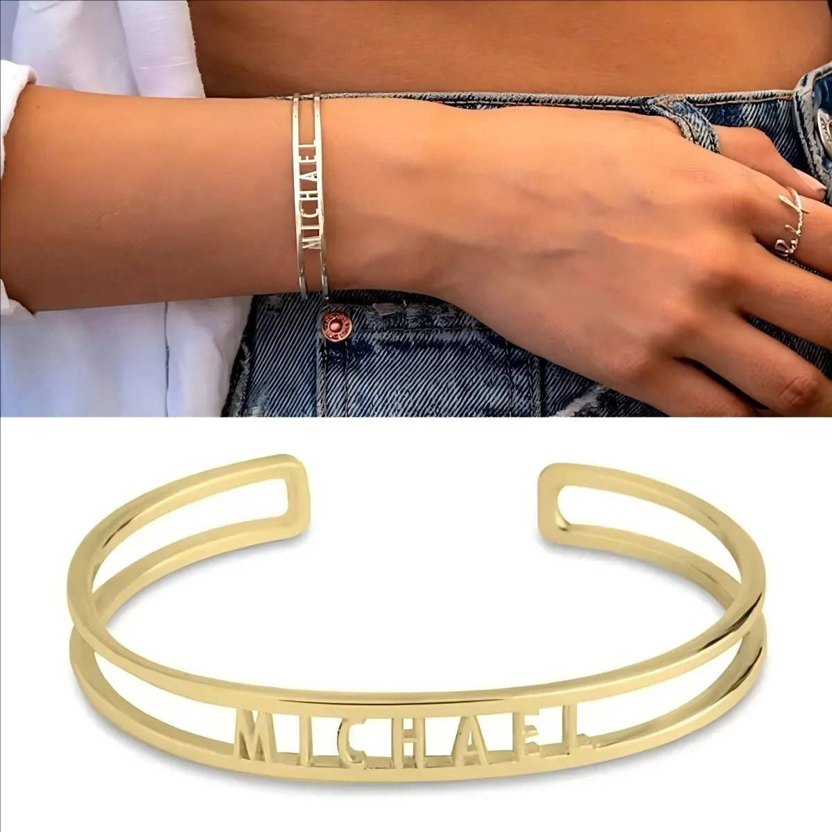 Custom Name Bangles For Women Personalized Coupe Double Name Hollow Gold Open Bracelets Stainless Steel Jewelry Christmas Gifts
Custom Name Bangles For Women Personalized Coupe Double Name Hollow Gold Open Bracelets Stainless Steel Jewelry Christmas Gifts