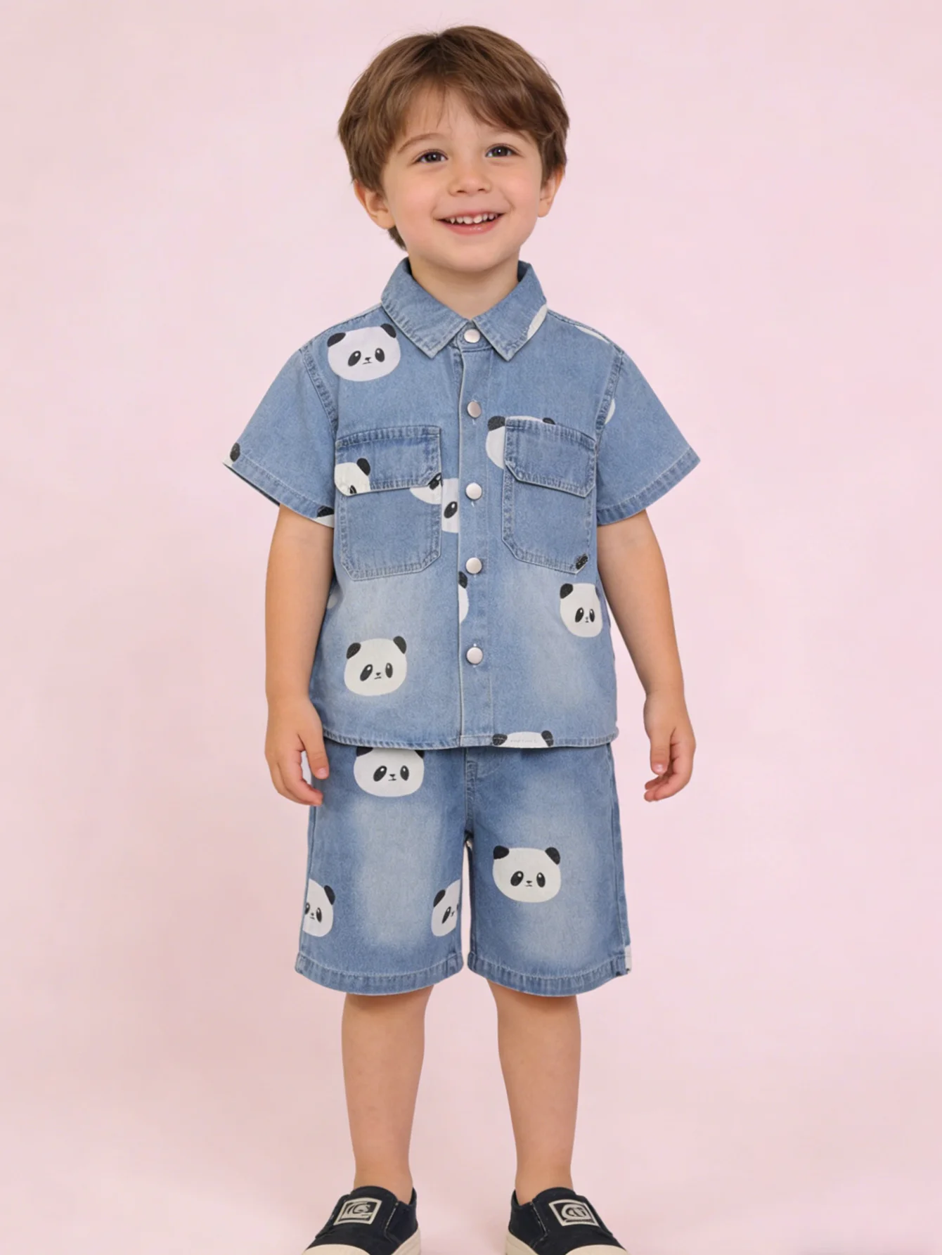 Boys Panda Print Denim Set Kids 2 Piece Short Sleeve Shirt and Shorts Children Loose Fit Casual Outfit 2026 New
Boys Panda Print Denim Set Kids 2 Piece Short Sleeve Shirt and Shorts Children Loose Fit Casual Outfit 2026 New