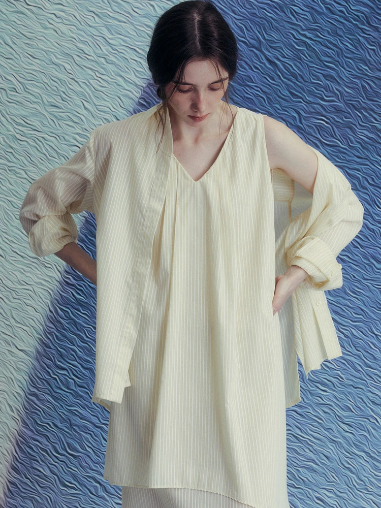 INGE Soft Yellow mat Anti-Wrinkle Loose Fit Striped irt Sun Protection Outerwear Women's Busin Casual Faion
INGE Soft Yellow mat Anti-Wrinkle Loose Fit Striped irt Sun Protection Outerwear Women's Busin Casual Faion