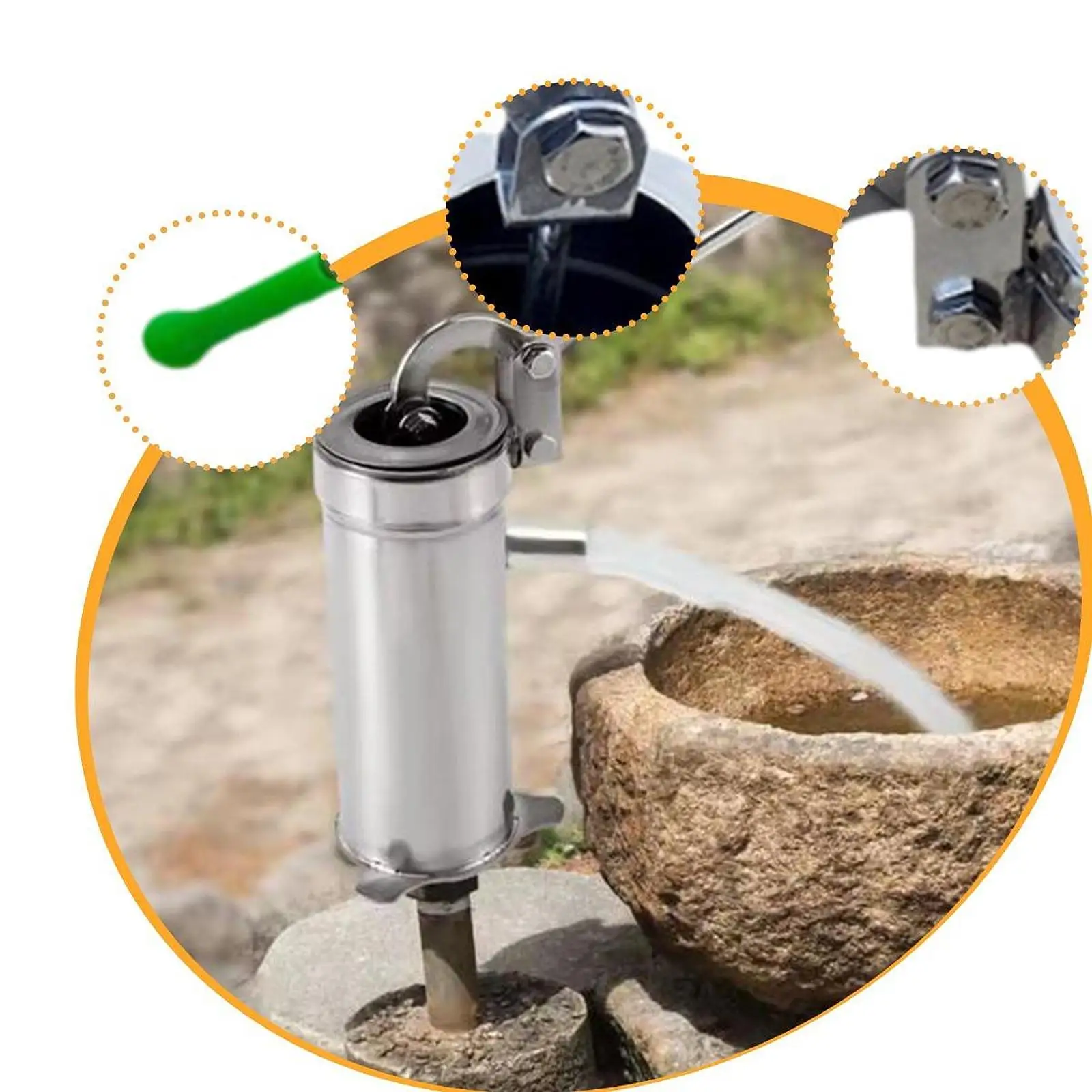Manual Hand Water Pump Silvery Stainless Steel Deep Well Suction Pump Lightweight for Orchard Farm Use
Manual Hand Water Pump Silvery Stainless Steel Deep Well Suction Pump Lightweight for Orchard Farm Use
