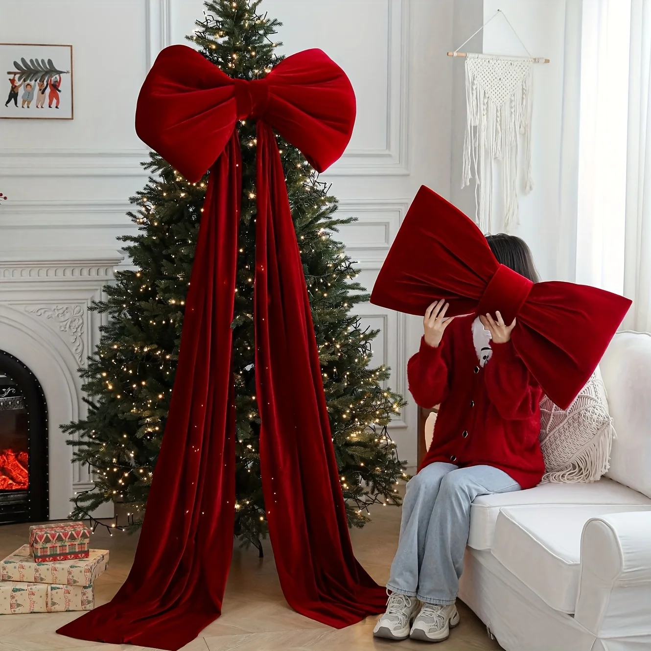 Fluffy velvet Christmas bows for background party room wall decorations Giant Christmas bows for Christmas tree decorations
Fluffy velvet Christmas bows for background party room wall decorations Giant Christmas bows for Christmas tree decorations