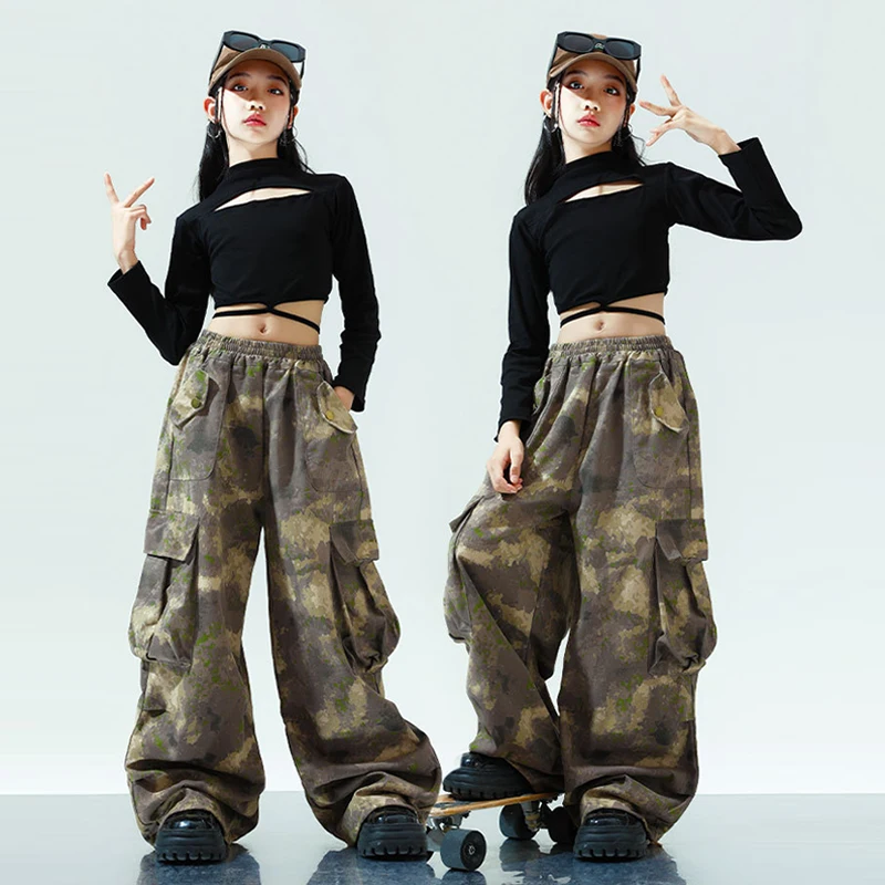 Girls Kpop Hip Hop Clothing Kids Jazz Dance Costume Children Fashion Clothes Black Crop Tops Camouflage Pants Streetwear VDL2158
Girls Kpop Hip Hop Clothing Kids Jazz Dance Costume Children Fashion Clothes Black Crop Tops Camouflage Pants Streetwear VDL2158