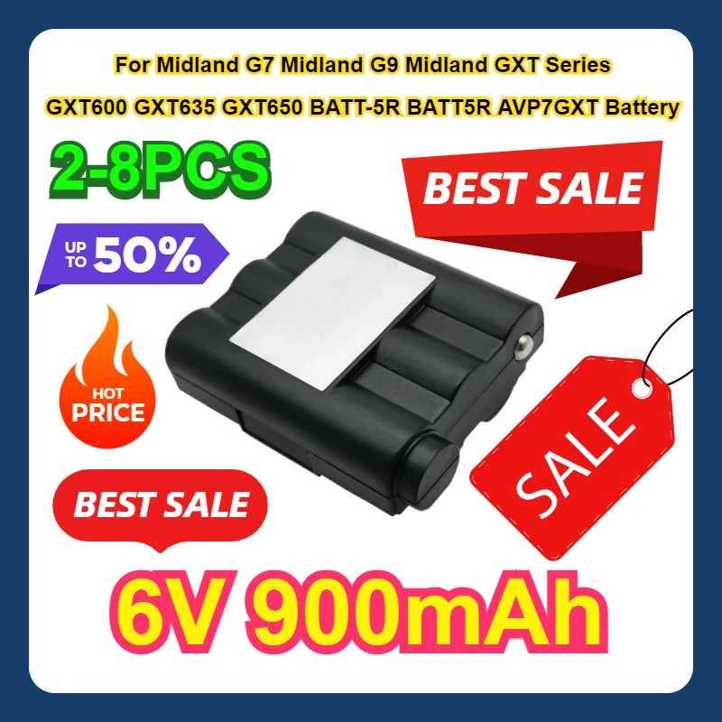 6V 900mAh Battery 2-8PCS For Midland G7 Midland G9 Midland GXT Series GXT600 GXT635 GXT650 BATT-5R BATT5R AVP7GXT Battery
6V 900mAh Battery 2-8PCS For Midland G7 Midland G9 Midland GXT Series GXT600 GXT635 GXT650 BATT-5R BATT5R AVP7GXT Battery