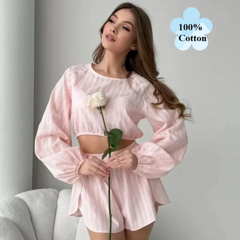 Women's Pajamas Solid Color Set Loose Long-sleeved Top Slit Shorts Sexy Casual Fashion Comfortable Sleepwear Homewear
Women's Pajamas Solid Color Set Loose Long-sleeved Top Slit Shorts Sexy Casual Fashion Comfortable Sleepwear Homewear