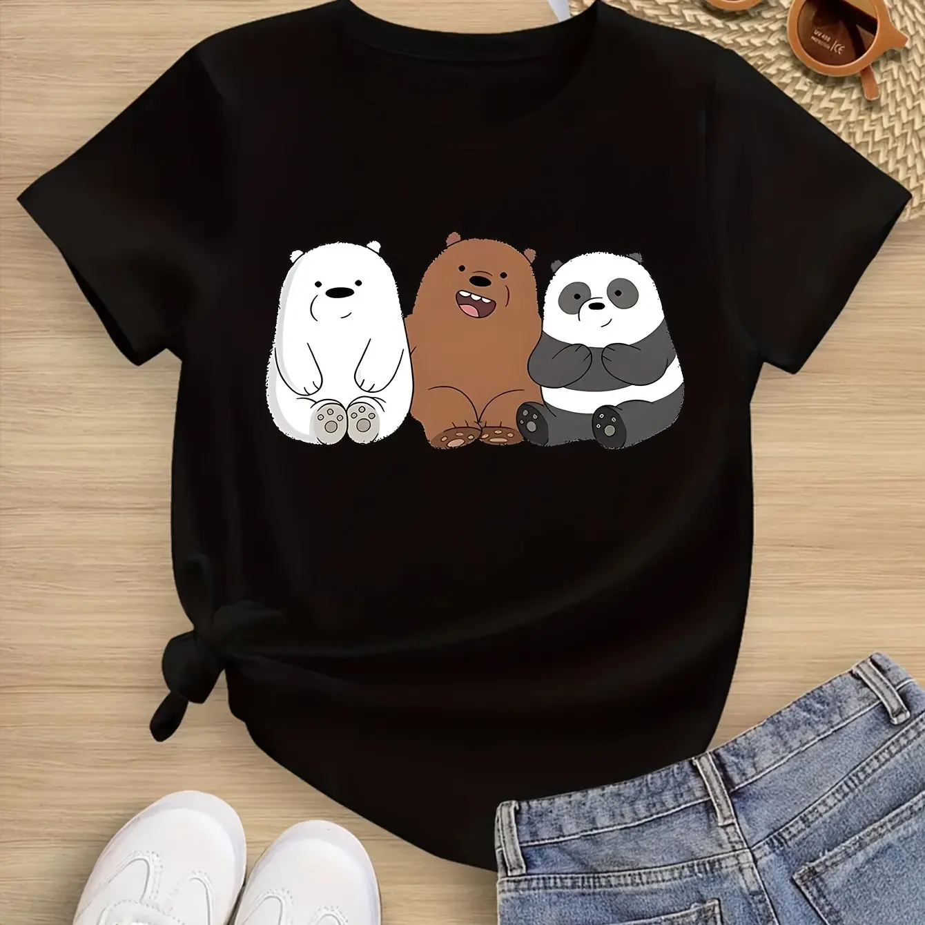 Мужские и женские футболки из чистого хлопка с графическим принтом Our Bare Bear, лето, осень и зима, с короткими рукавами, роскошные уличные футболки
Мужские и женские футболки из чистого хлопка с графическим принтом Our Bare Bear, лето, осень и зима, с короткими рукавами, роскошные уличные футболки
