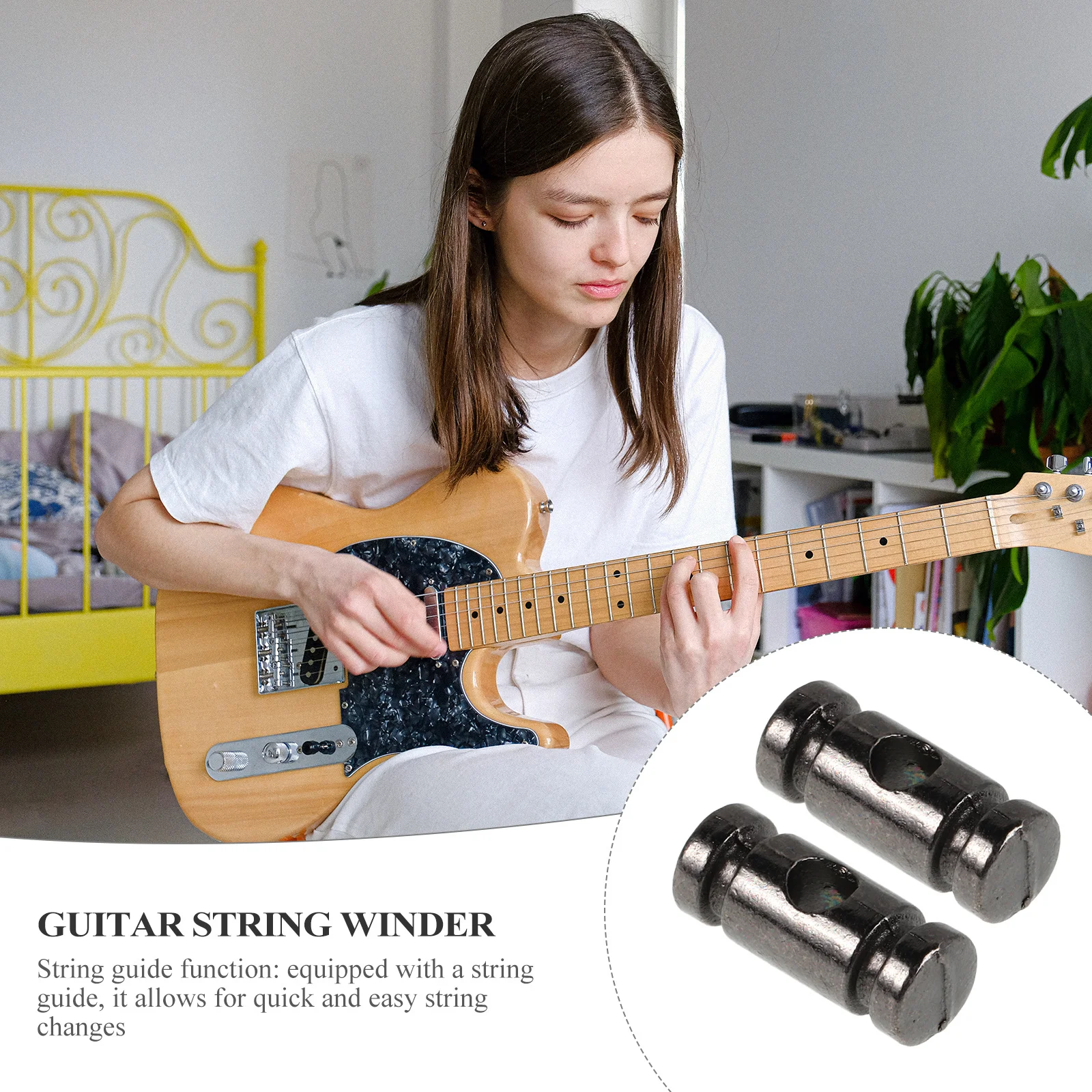 2pcs Electric Guitar String Retainer Black Metal Roller For Stable Tuning Change Guitar Parts Accessory
