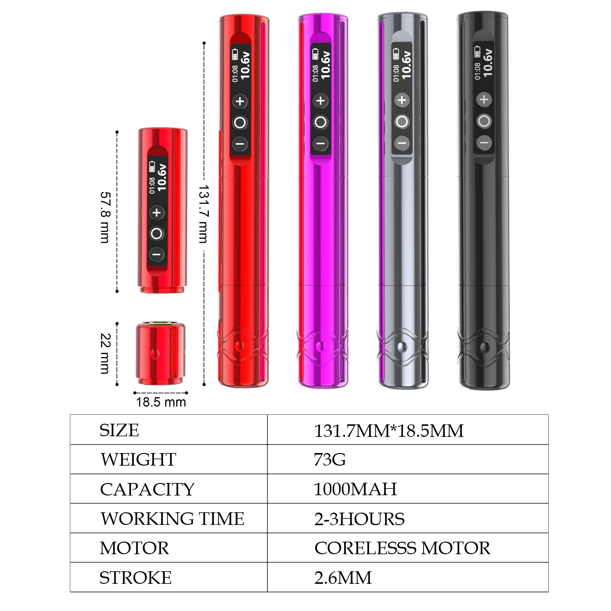 Wave Wireless Tattoo Pen Rotary Tattoo Pen Coreless Motor Power Battery 1000mAh Fast Charge Stroke 2.6mm
Wave Wireless Tattoo Pen Rotary Tattoo Pen Coreless Motor Power Battery 1000mAh Fast Charge Stroke 2.6mm