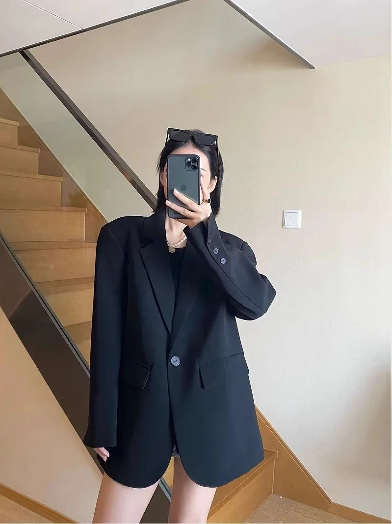 Women's Single-Button Loose Fit Tailored Jacket Korean Style Casual Slimming Top Spring Autumn Small Tailor's Coat
Women's Single-Button Loose Fit Tailored Jacket Korean Style Casual Slimming Top Spring Autumn Small Tailor's Coat