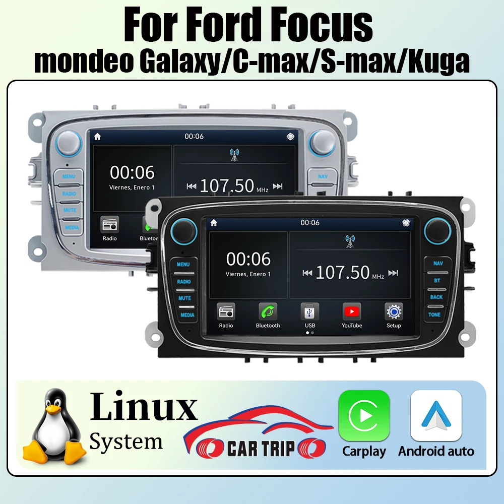 7-дюймовый автомобильный мультимедийный проигрыватель 2DIN на Linux для Ford Focus, S-Max, Mondeo, Galaxy, C-Max, Kuga с Android Auto, CarPlay, навигатором и GPS
7-дюймовый автомобильный мультимедийный проигрыватель 2DIN на Linux для Ford Focus, S-Max, Mondeo, Galaxy, C-Max, Kuga с Android Auto, CarPlay, навигатором и GPS